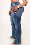 High Rise Offset Straight Jeans