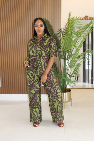 Palm Power Printed Set – Olive