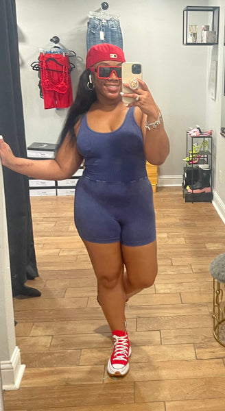 Mineral Wash Romper(Blue)